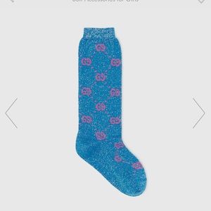 Gucci Children’s Cotton GG Lame’ Socks Pink G Logo